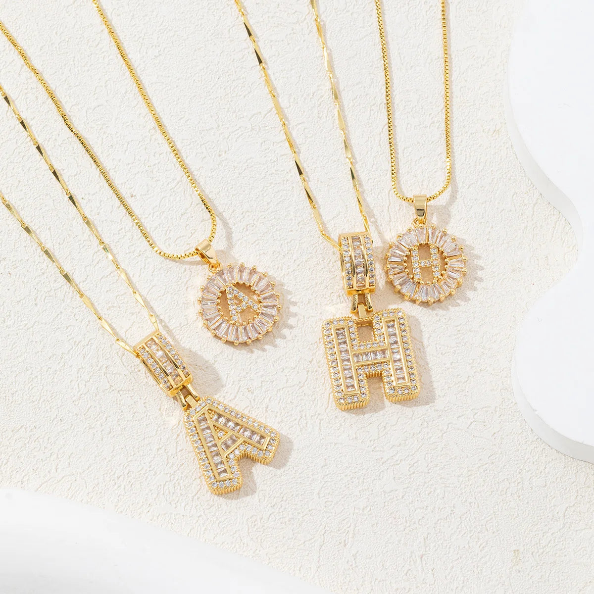 2 Piece Luxury Women's Diamond Set 26 Letter Pendant Necklac ...
