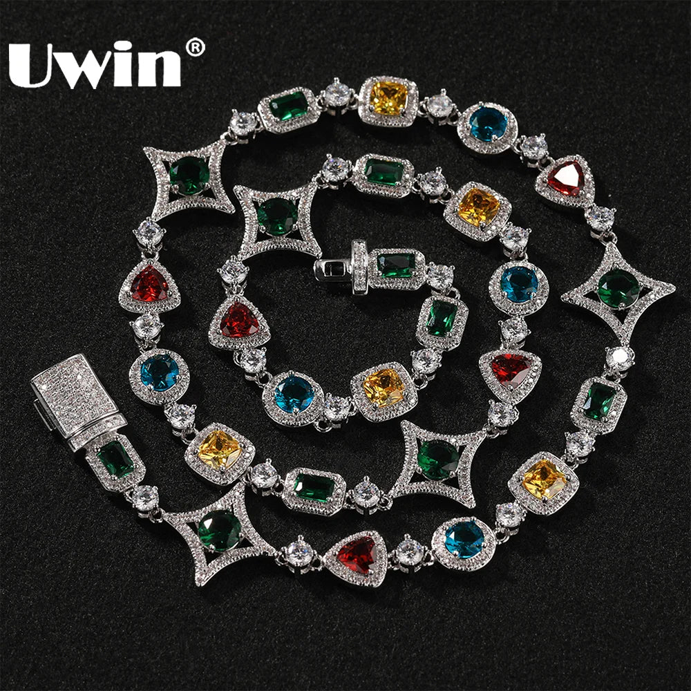 UWIN Iced Out Rainbow Necklace for Women Heart/Star/Square G ...