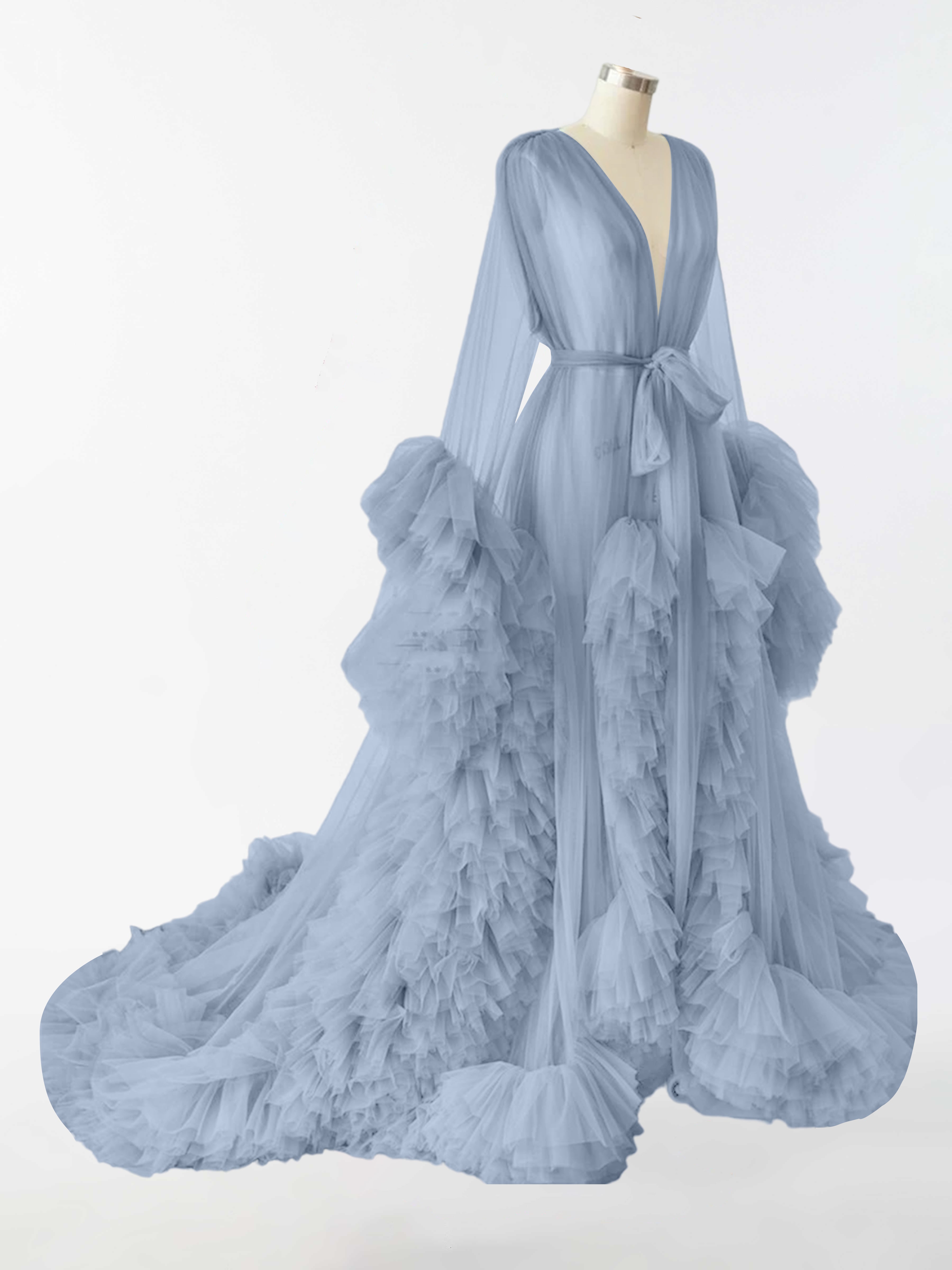 Alyssa Sheer Long Tulle Robe for Materinity Photography