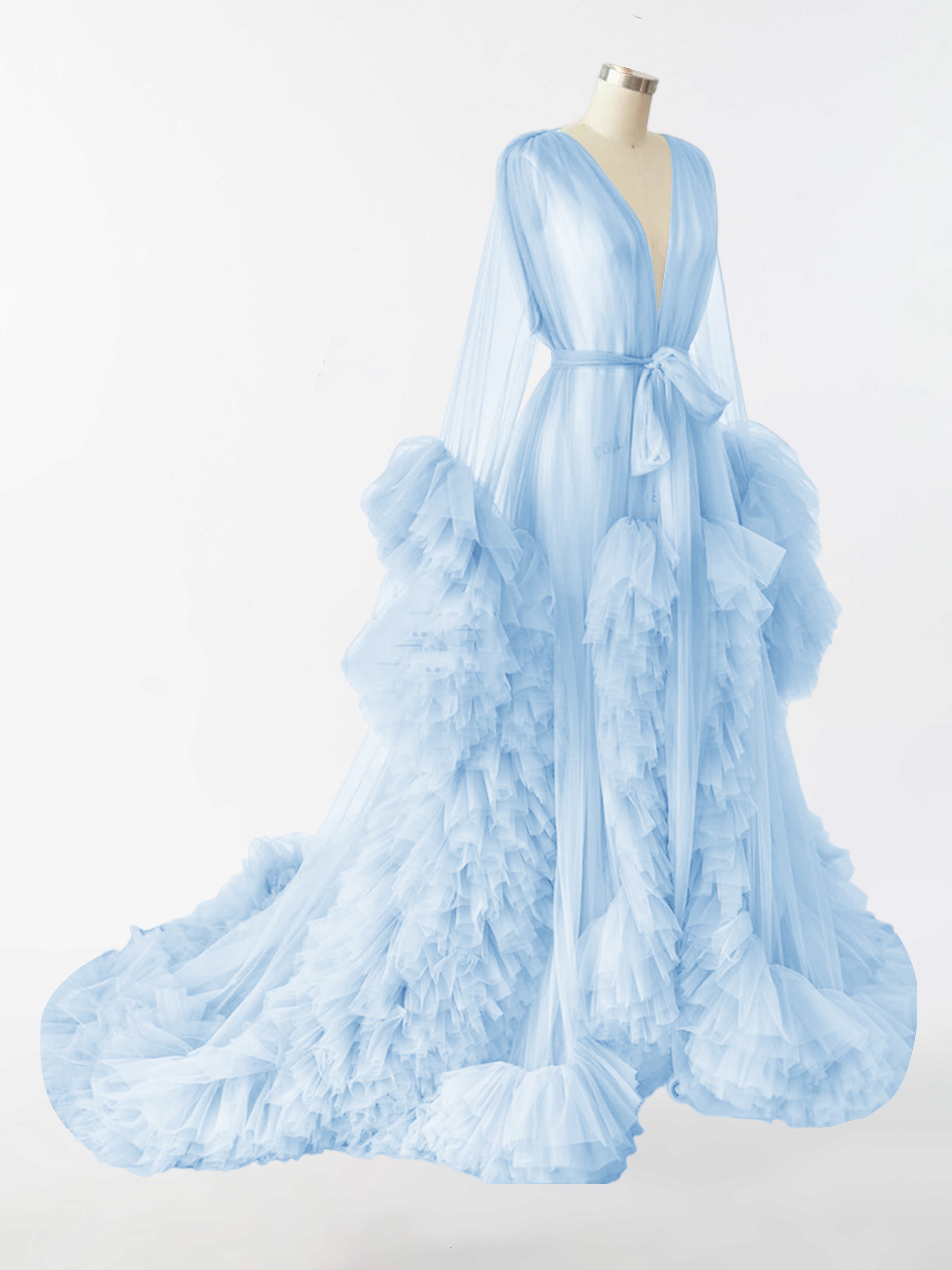 Alyssa Sheer Long Tulle Robe for Materinity Photography