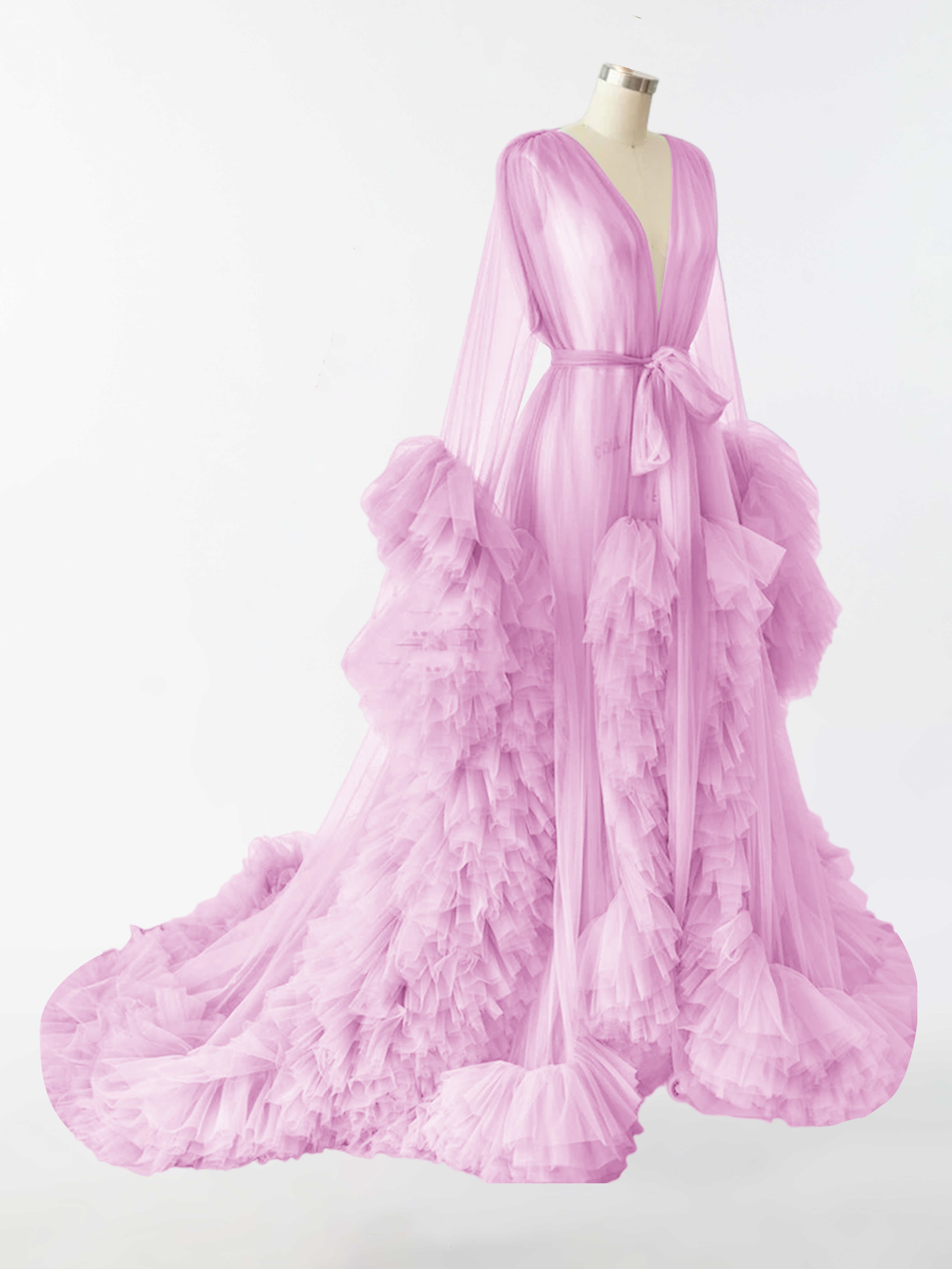 Alyssa Sheer Long Tulle Robe for Materinity Photography