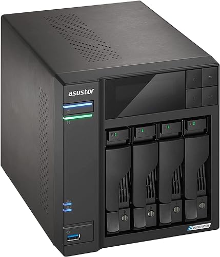 ASUSTOR Lockerstor 4 AS6704T SAN/NAS Storage System - Intel Celeron N5105 Quad-core (4 Core) 2 GHz - 4 x HDD Supported - 0 x HDD Installed - 4 x SSD Supported - 0 x SSD Installed - 4 GB RAM DDR4 SDRAM - Serial ATA/600 Controller - RAID Supported