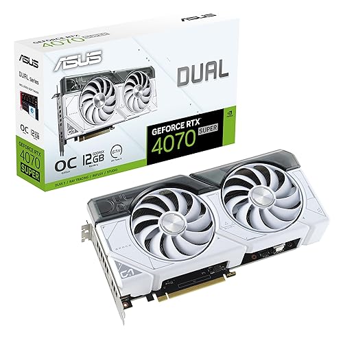 ASUS Dual GeForce RTX? 4070 Super White OC Edition (PCIe 4.0, 12GB GDDR6X, DLSS 3, HDMI 2.1a, DisplayPort 1.4a, 2.56-Slot Design, Axial-tech Fan Design, Auto-Extreme Technology, and More)