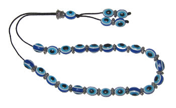 Evil Eye Worry Beads - Blue Oval Beads