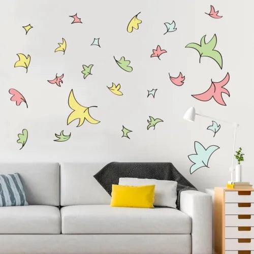100PCS WALL STICKER LEAVES DECAL WINDOW CLING VINYL MURAL HOME LIVING ROOM DECOR