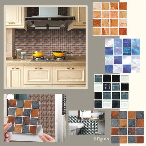 10pc 3D Crystal Tile Stickers DIY Waterproof Self-Adhesive  Wall Stickers