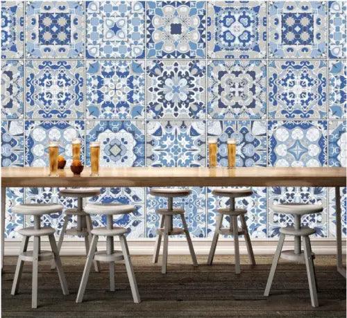 3D Blue Tile Pattern 43705NA Wallpaper Wall Murals Removable Wallpaper Fay