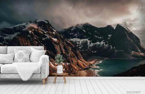 3D Mountain Sea Spindrift Snow Self-adhesive Removeable Wallpaper Wall Mural1