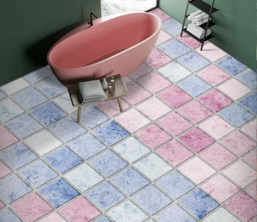 3D Pink Blue Tiles 24520NA Floor WallPaper Murals Wall Print Decal Fay