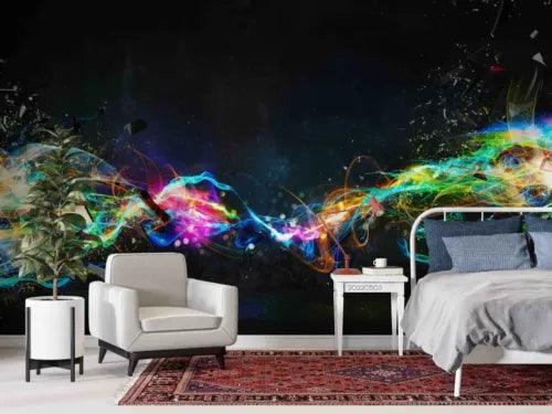 3D Starry Sky Colours The Earth Self-adhesive Removeable Wallpaper Wall Mural1