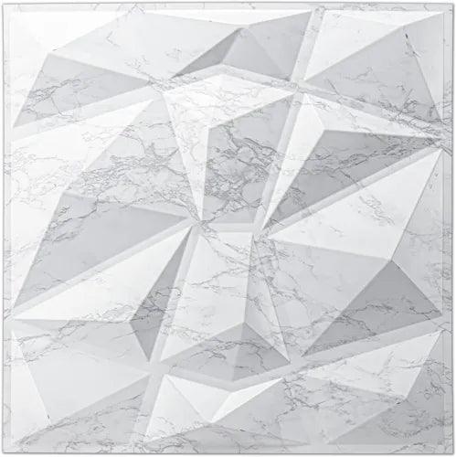 Art3d Textures 3D Wall Panels White Diamond Design Pack of 12 Tiles 32 Sq Ft PVC