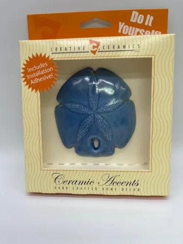 New Creative Ceramics Stick On Wall 3D Tile Blue Sand Dollar Home Bath Kitchen