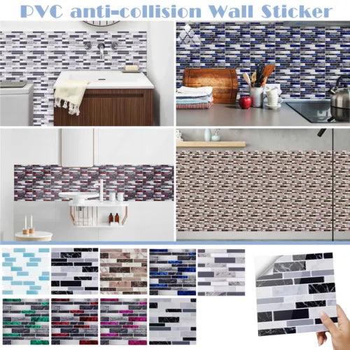 Self Adhesive 3D Tile Stickers 10 Sheets Kitchen Bathroom Living Room Wall Decor