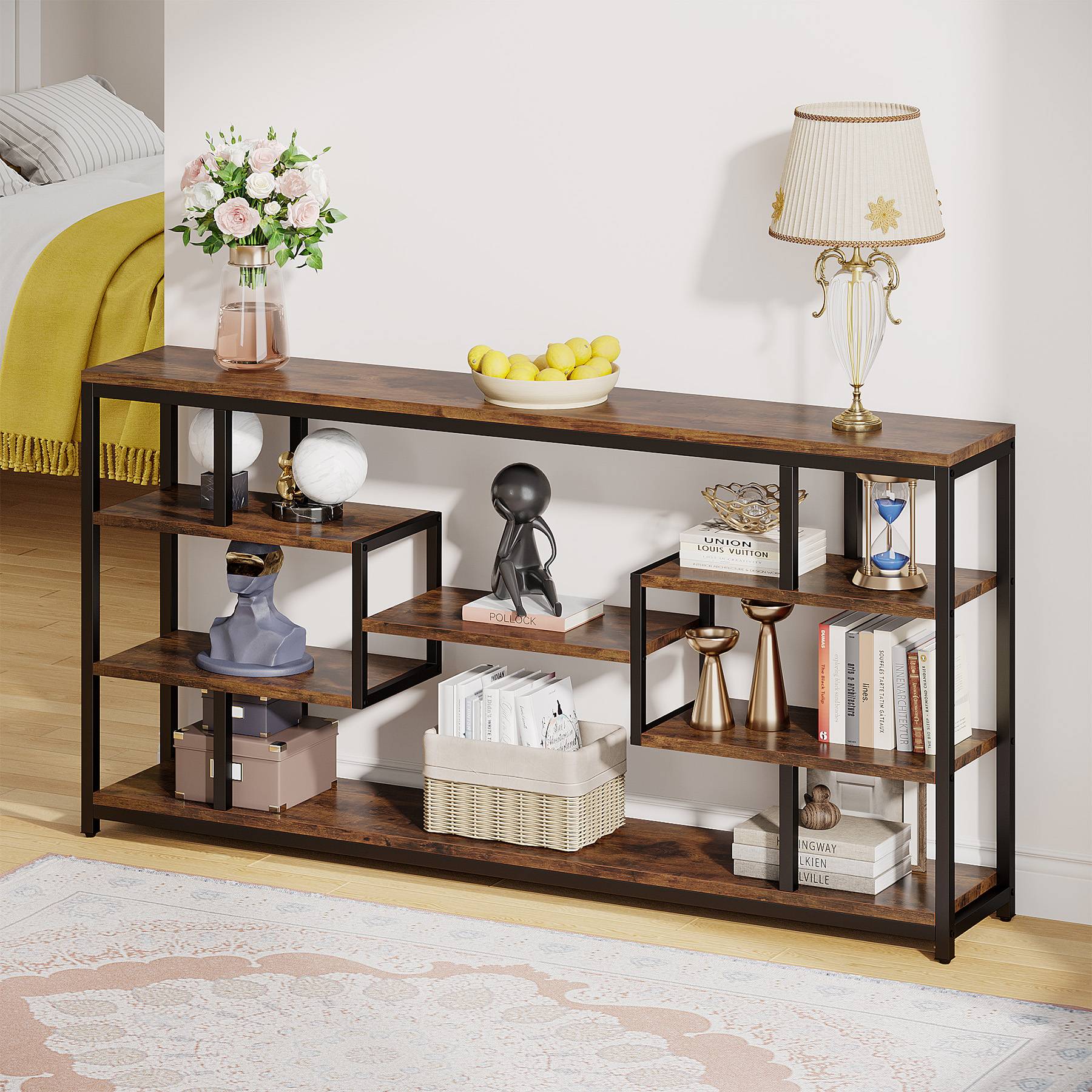 Tribesigns - Console Table, 70.87-Inch Sofa Entryway Table with Open Storage Shelves