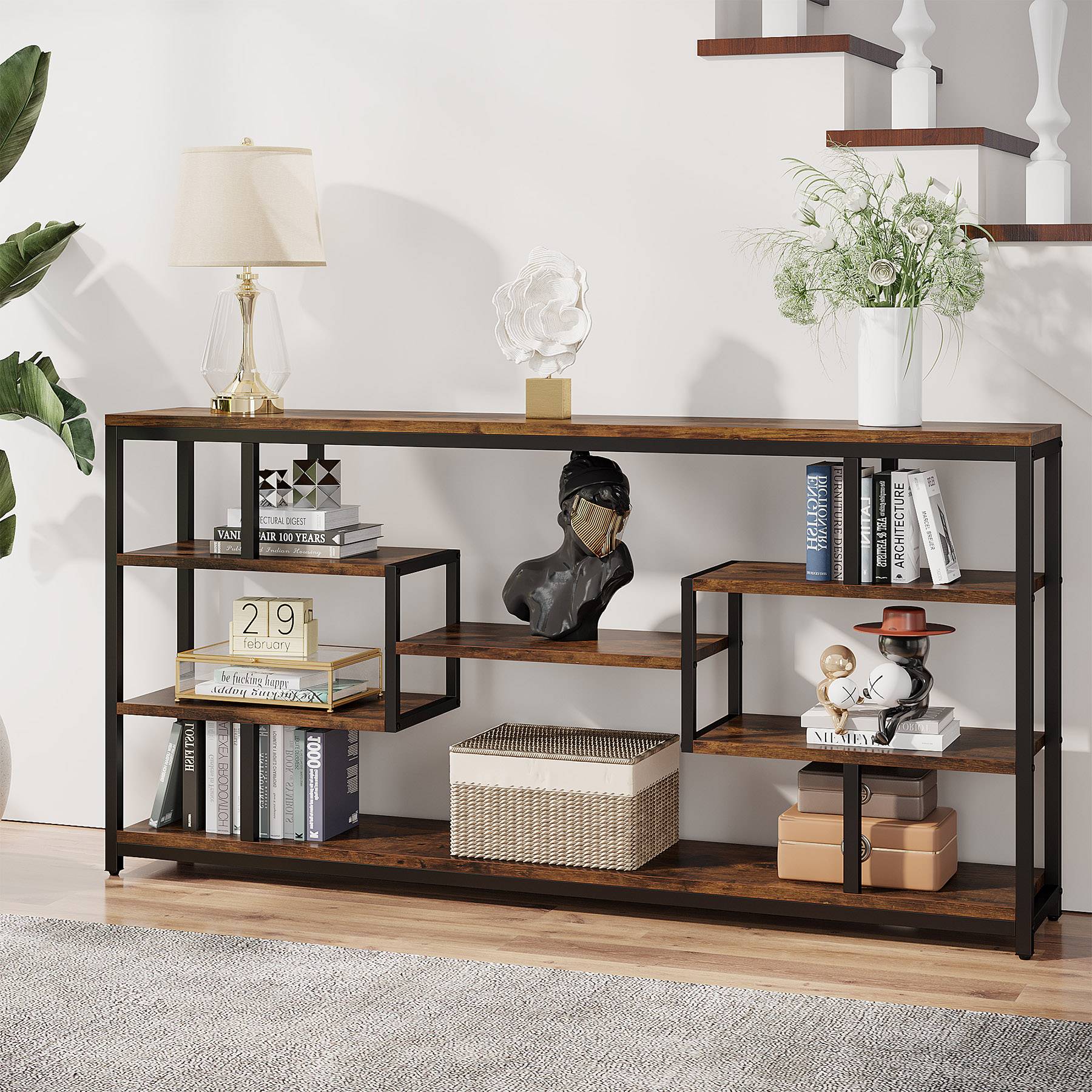 Tribesigns - Console Table, 70.87-Inch Sofa Entryway Table with Open Storage Shelves