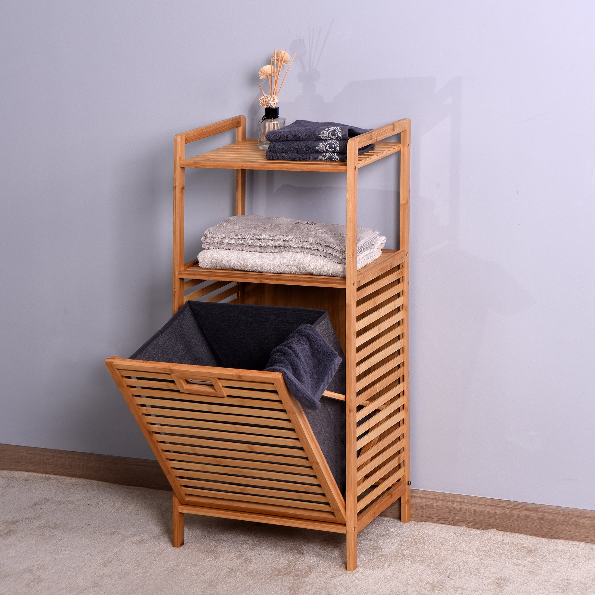 Bamboo Bathroom Laundry Basket