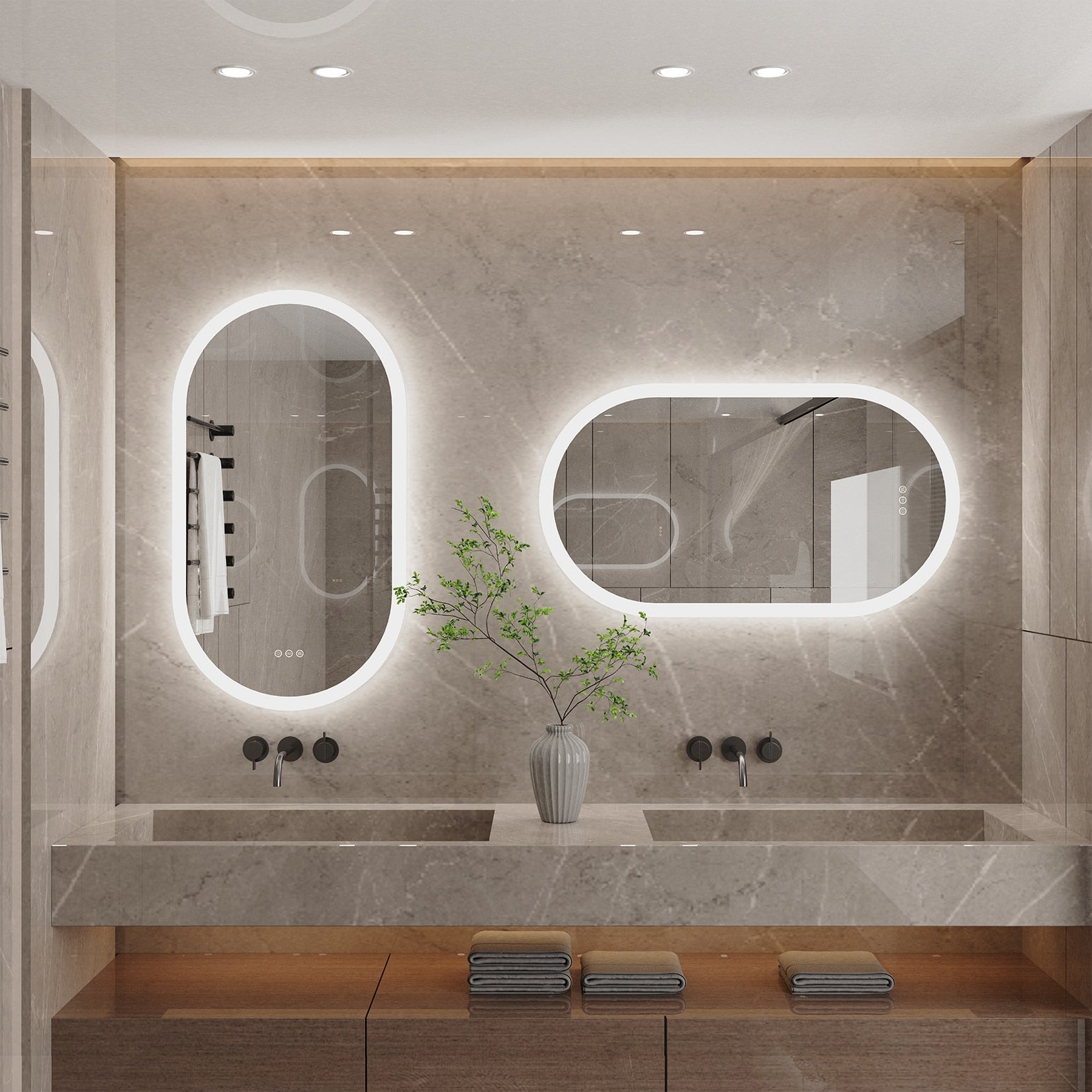 LED Backlit Oval Bathroom Mirror for Wall Mounting