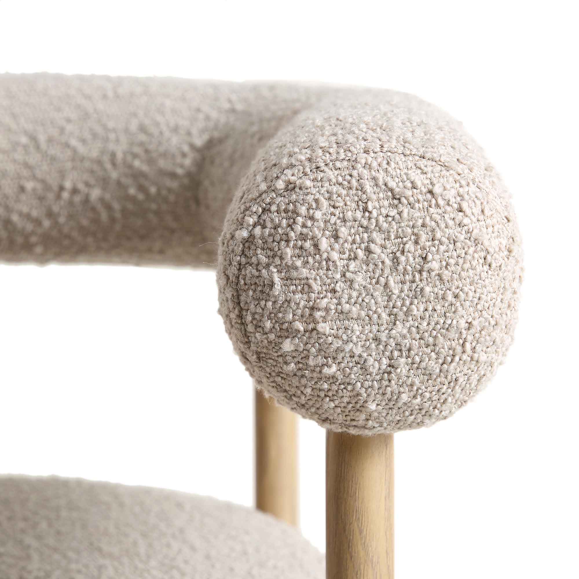 Fulbourn Taupe Boucle Counter Stool with Natural Wood Effect Legs