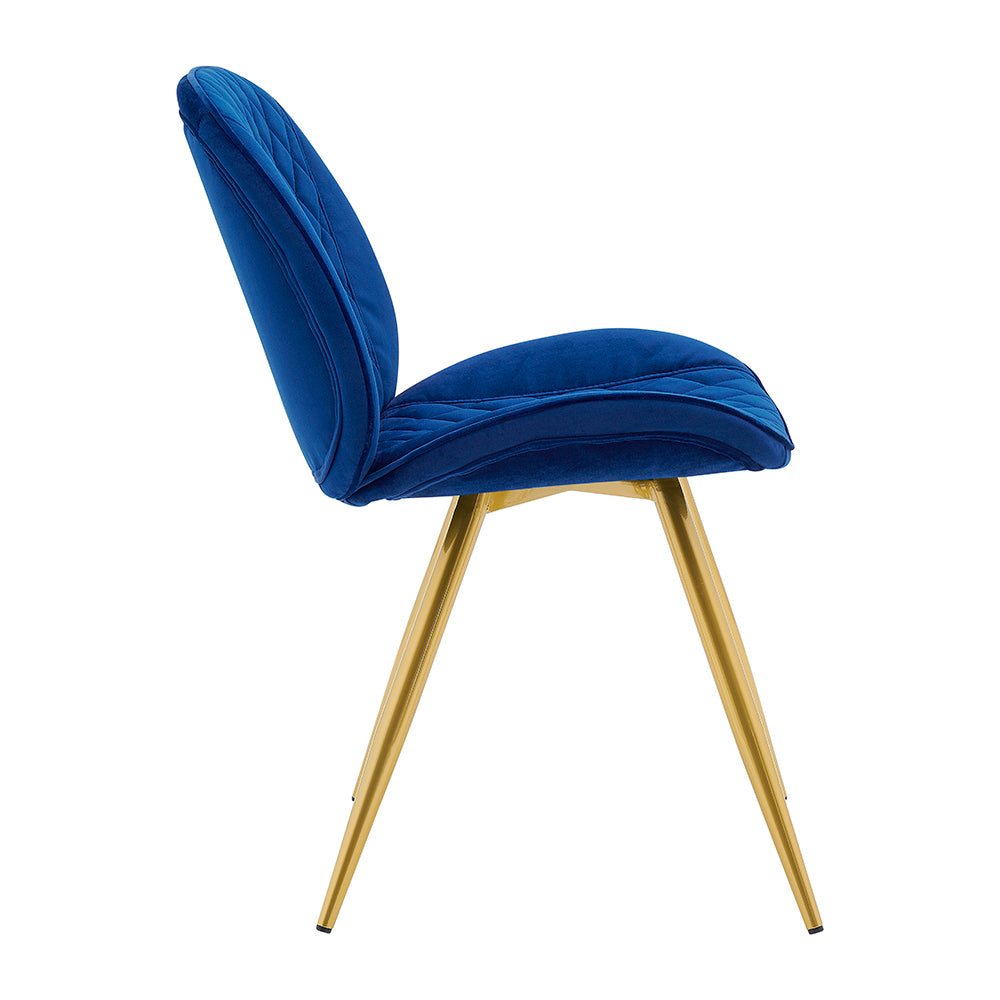 Cosford Diamond Stitch Set of 2 Dining Chairs (Blue Velvet)