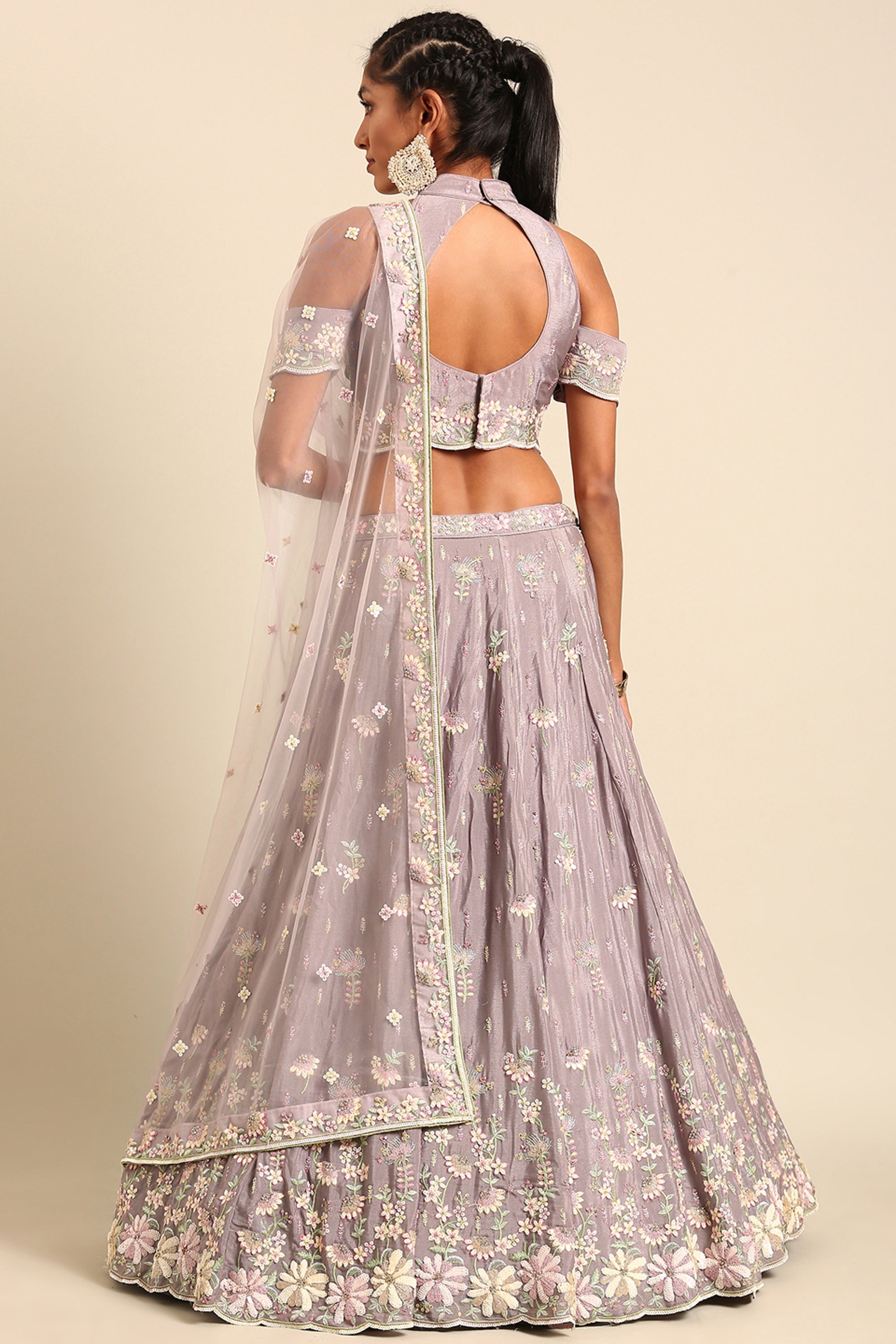 Sequins Work Occasion Wear Lehenga Choli In Lavender Georgette Fabric