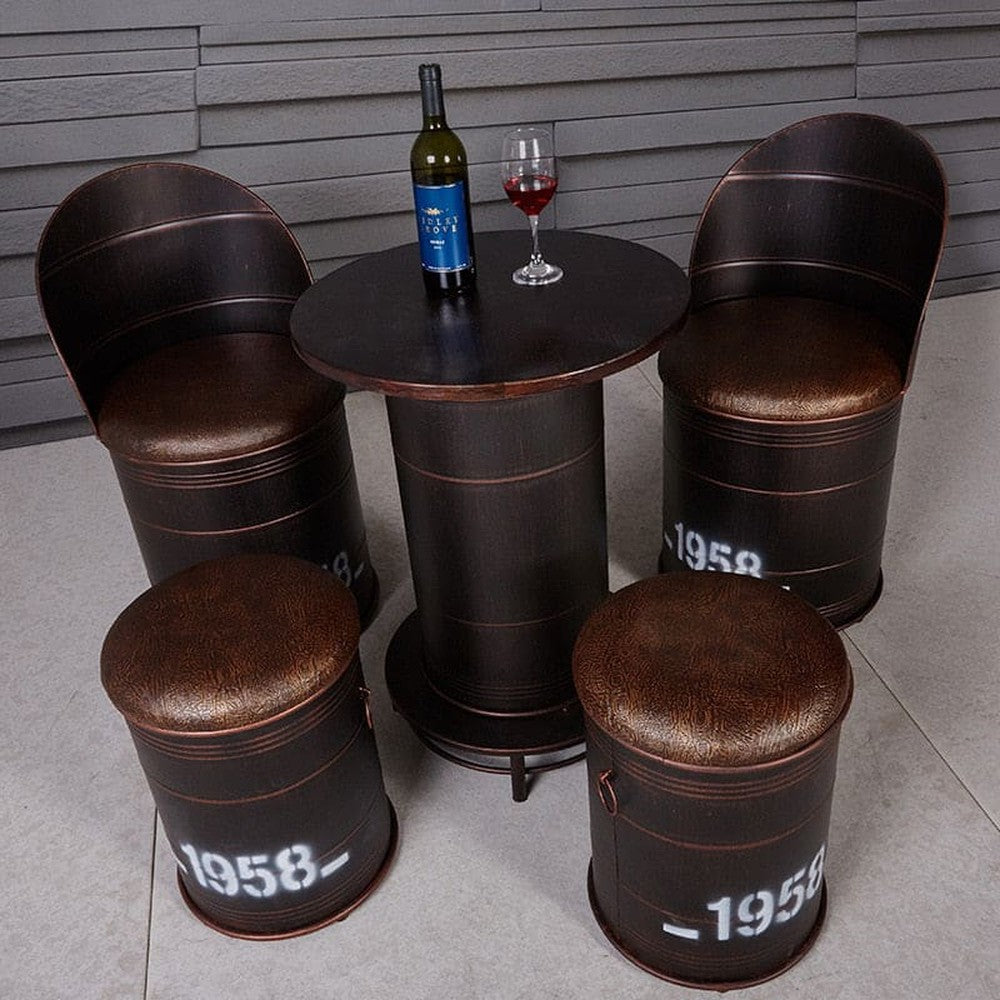 Metal Barrel Luxury Table Chair Set
