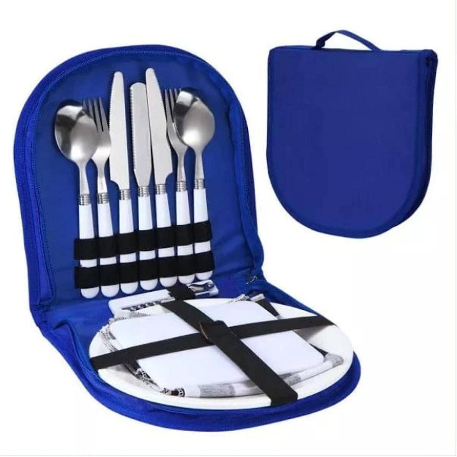 SAXTZDS Outdoor Picnic kit 2-Person Set Outdoor Picnic Plastic Cutlery Set with Napkin Outdoor Portable Tableware Set