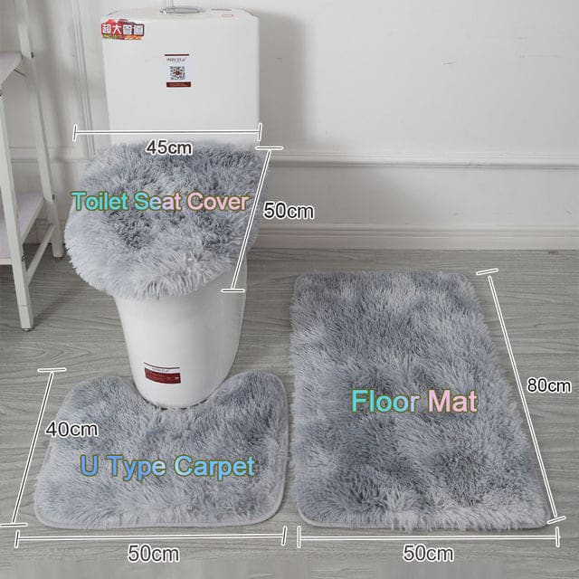 3Pcs Plush Bathroom Non-slip Bath Carpets
