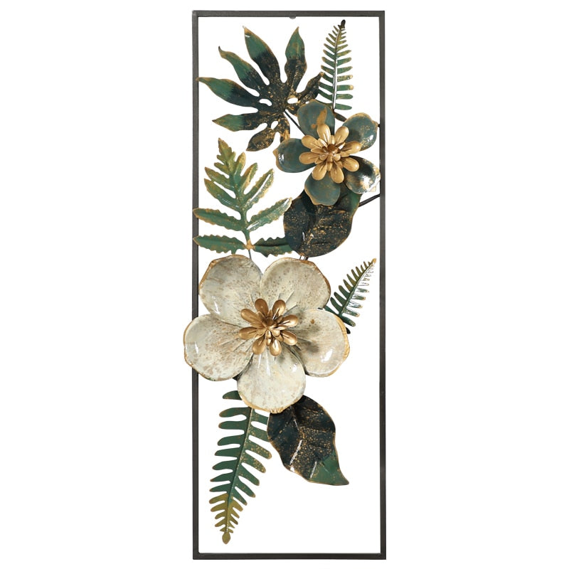 Wrought Iron Artificial Flower Wall Hanging