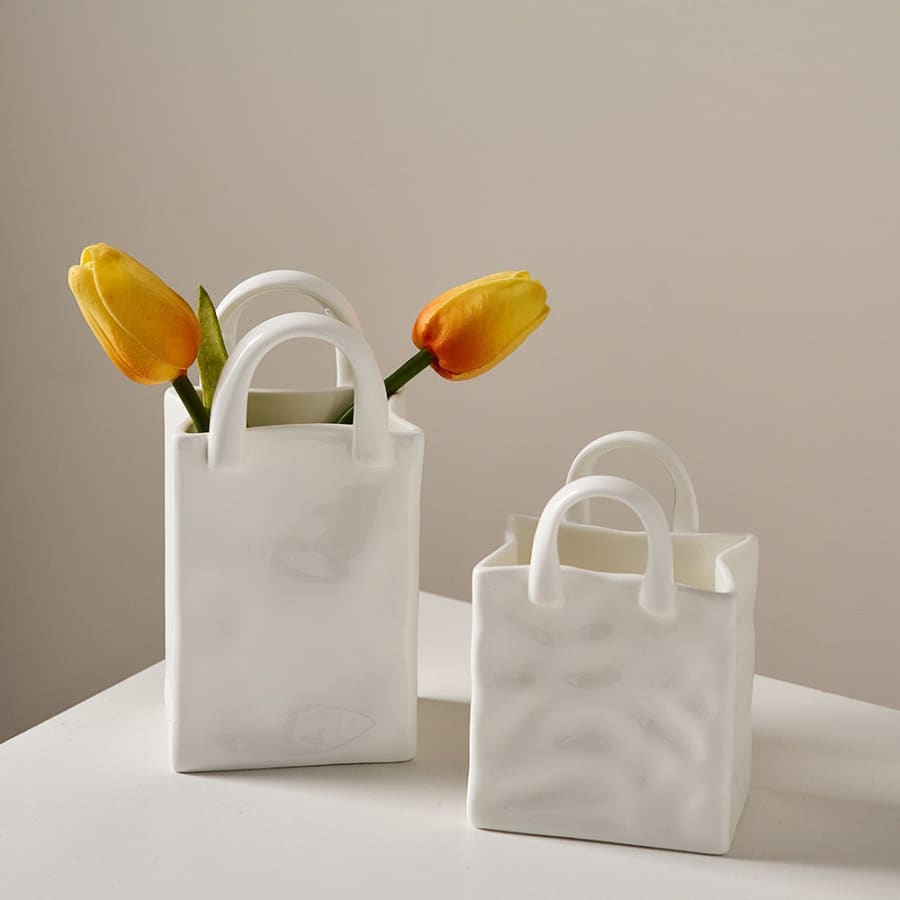 Hand Bag Ceramic Flower Vase