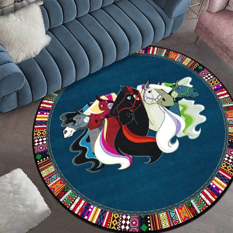 Luxury Horse Round Carpet