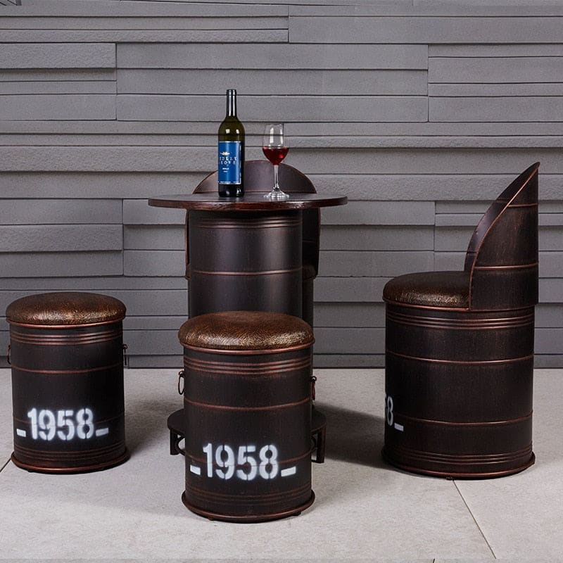 Metal Barrel Luxury Table Chair Set