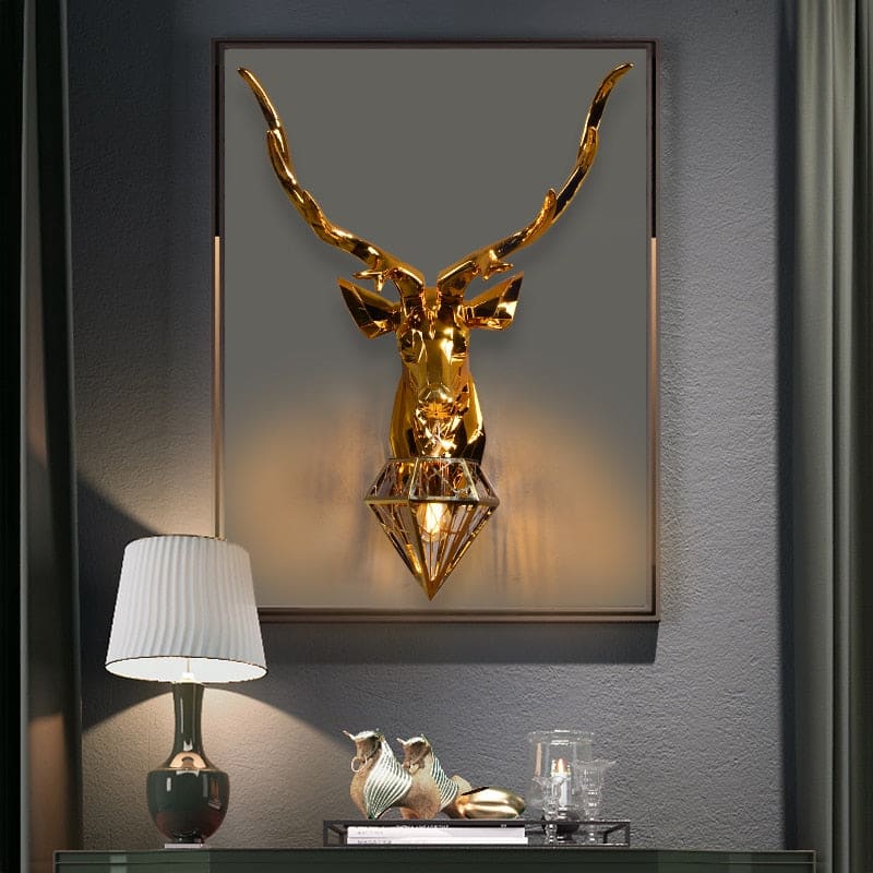 Modern Deer Head Resin Wall Lamp