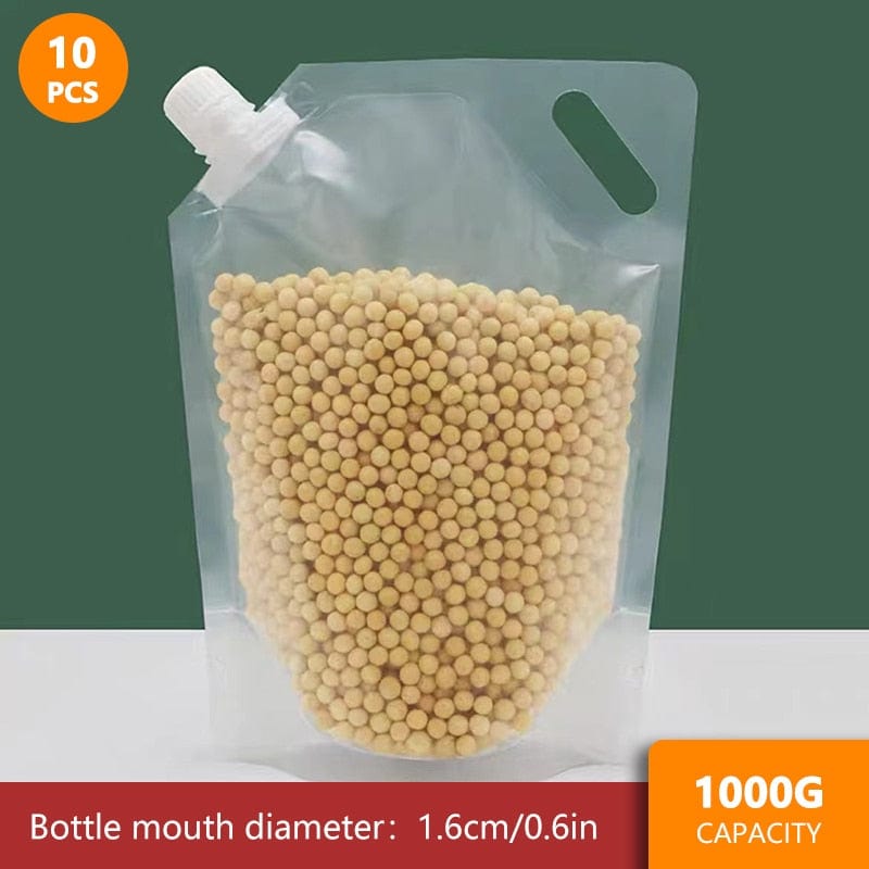 Grain Moisture-Proof Sealed Bag Transparent Stand-Up Food Storage Bags (10 pieces)