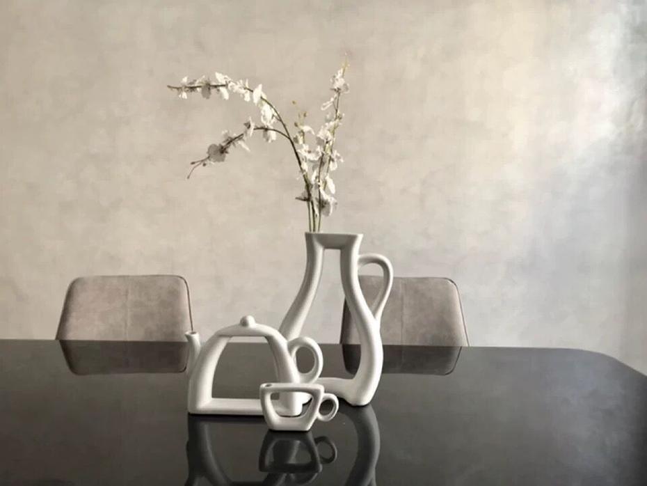 White Ceramic Tea Time Vases