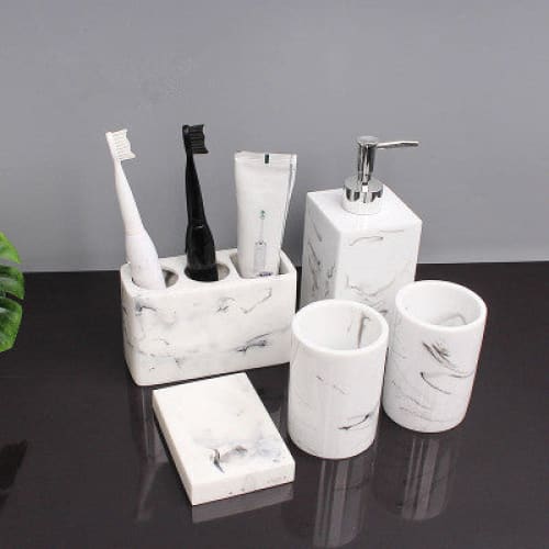 Soap Dispenser Toothbrush Holder Marble Set