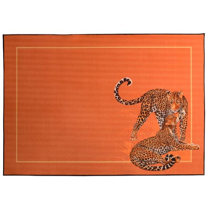 Tiger Leopard Printing Carved Velvet Room Rug