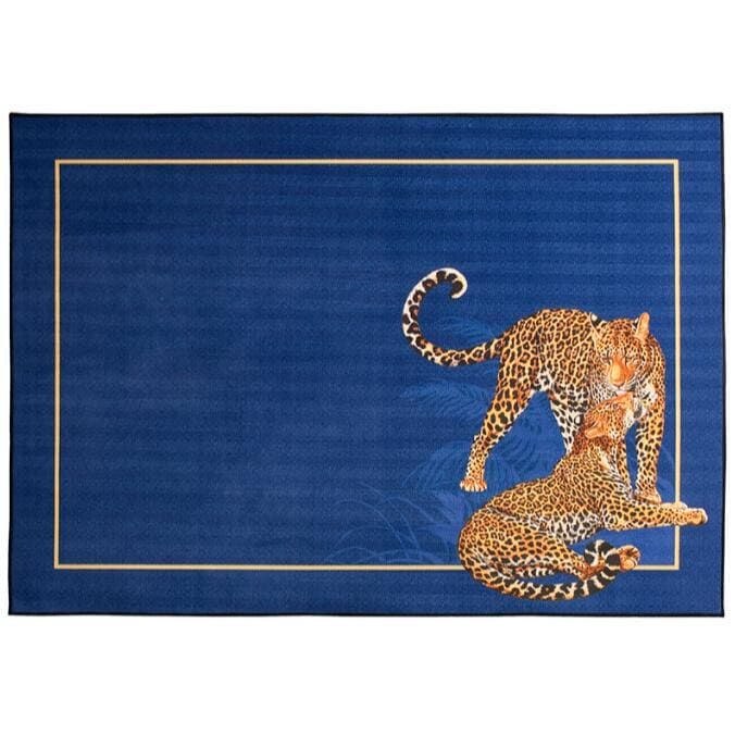 Tiger Leopard Printing Carved Velvet Room Rug