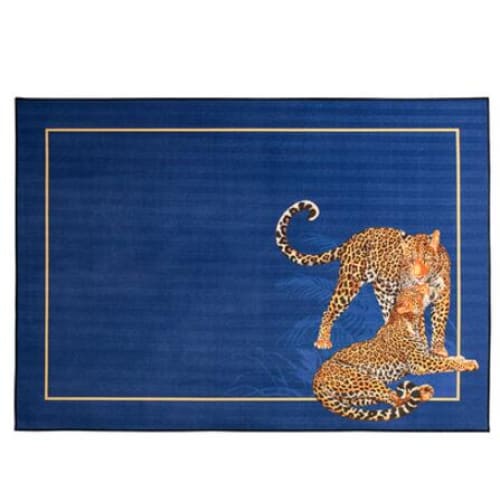 Tiger Leopard Printing Carved Velvet Room Rug