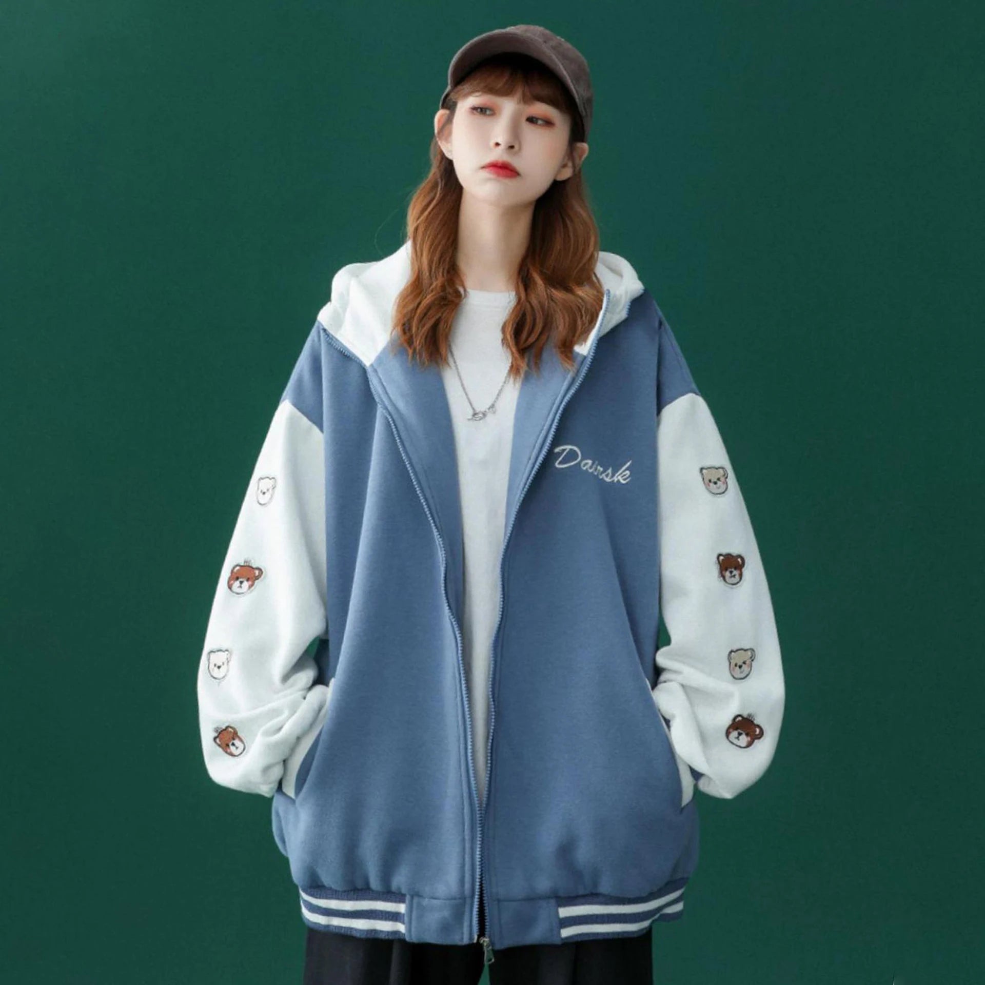 Baseball Suit Spring And Autumn Loose Joker Fleece-Lined Thickened