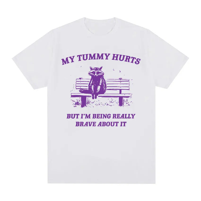 My Tummy Hurts Funny Raccoon Graphic T Shirt