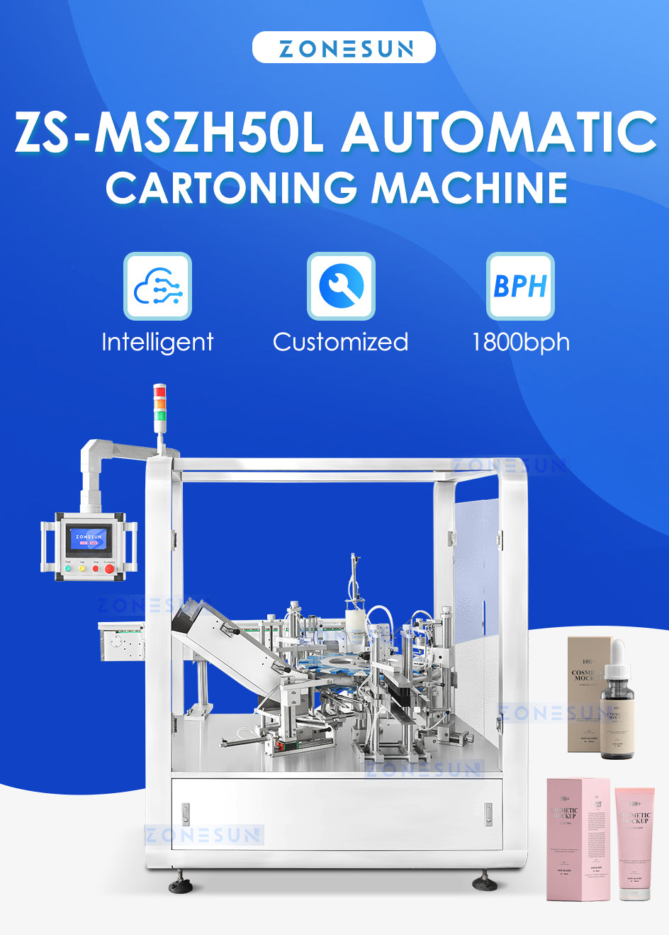 ZONESUN ZS-MSZH50L Automatic Vertical Cartoning Machine
