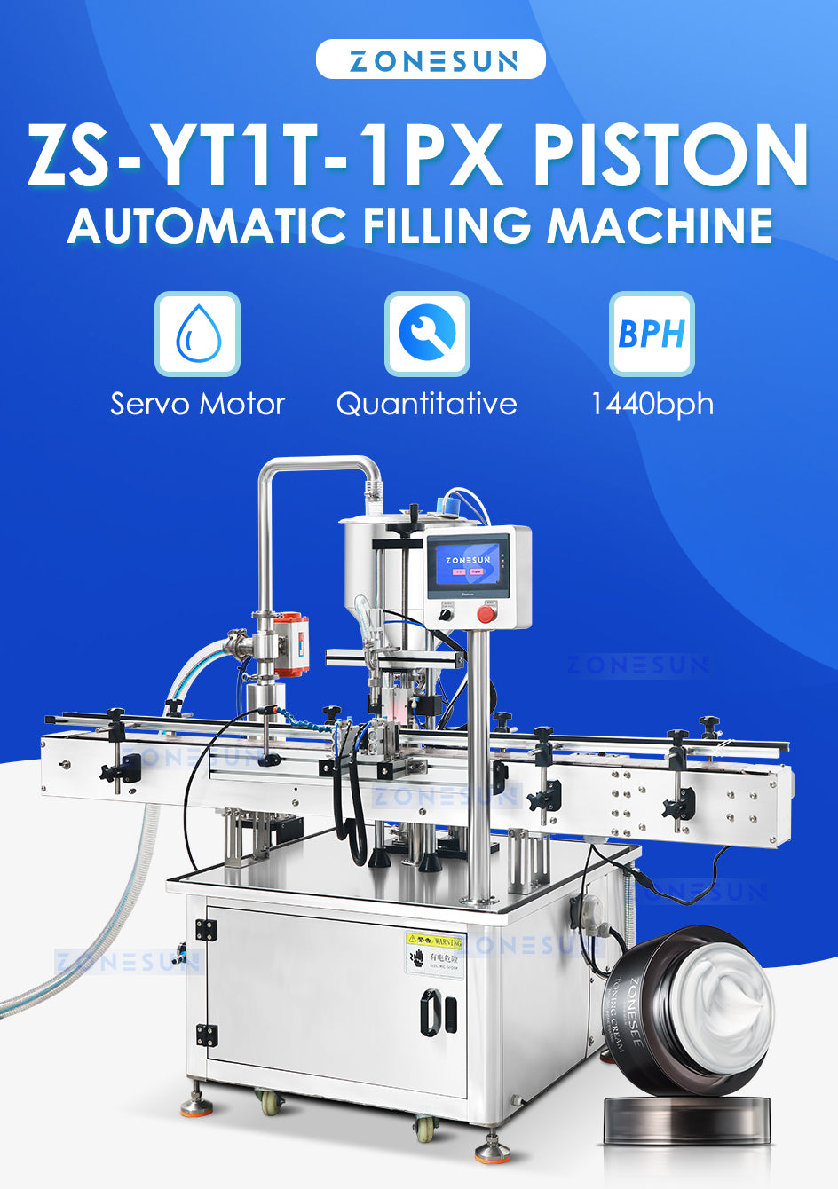 Zonesun ZS-YT1T-1PX Servo Piston Filler