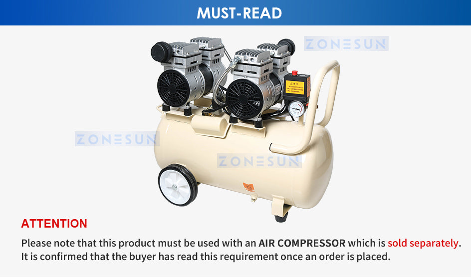 Zonesun ZS-XG440I Pump Bottle Capping Machine Air Compressor Required