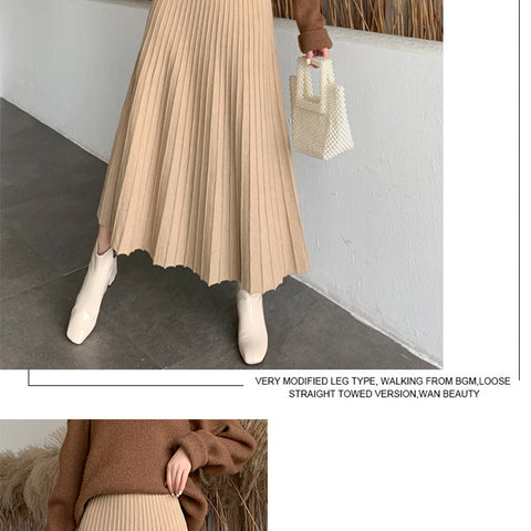 超ロングニットプリーツスカート – Walux Store 超ロングニットプリーツスカート – Walux Store