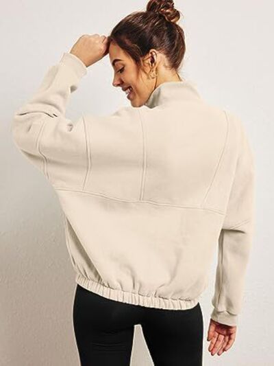 Half Zip Dropped Shoulder Sweatshirt