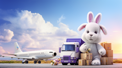 an airplane and a big rabbit