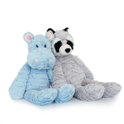Blue Hippo And Grey Raccoon Friends Stuffed Animal Plush Toy