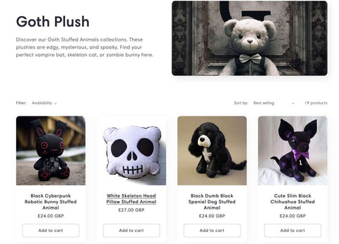 PlushThis Goth Plush webpage showcase
