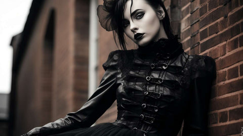 a gothic fashion girl in a street