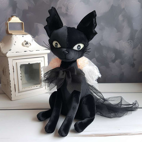Black Devon Rex cat goth